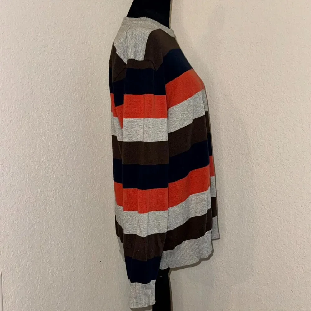Old Navy Sweater Men's Large Multicolor Striped 100% Cotton Long Sleeve Pullover